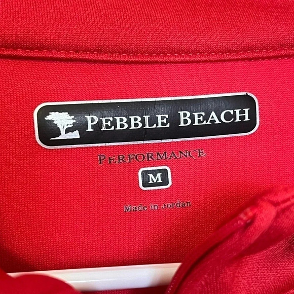 Pebble Beach Golf Shirt Mens MEDIUM Red Long Sleeve Performance Tech 1/4 Zip - Picture 2 of 5